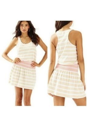 Lilly Pulitzer Beige and Coral Striped Mini Dress